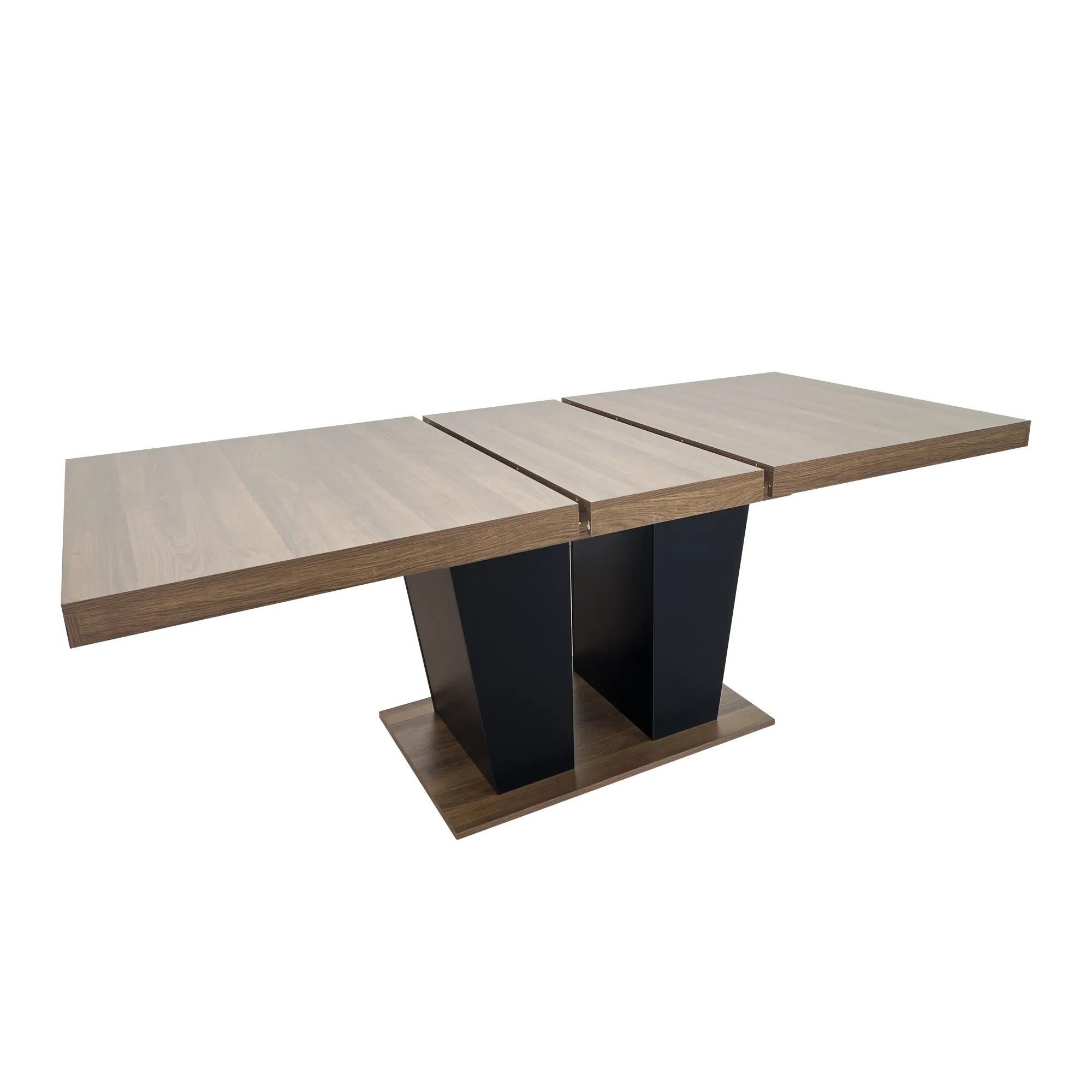 Extendable Brown Dining Table for 6–10, 79" — fully extended table isolated on white