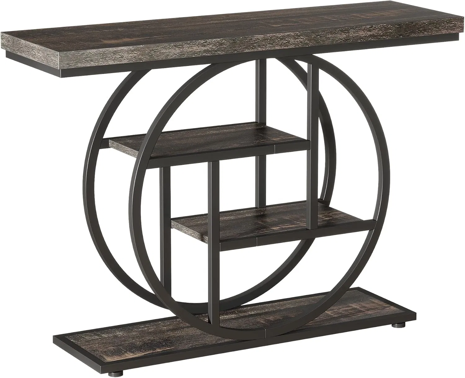 Industrial Gray 4-Tier Console Table, 41" — straight front view isolated on white